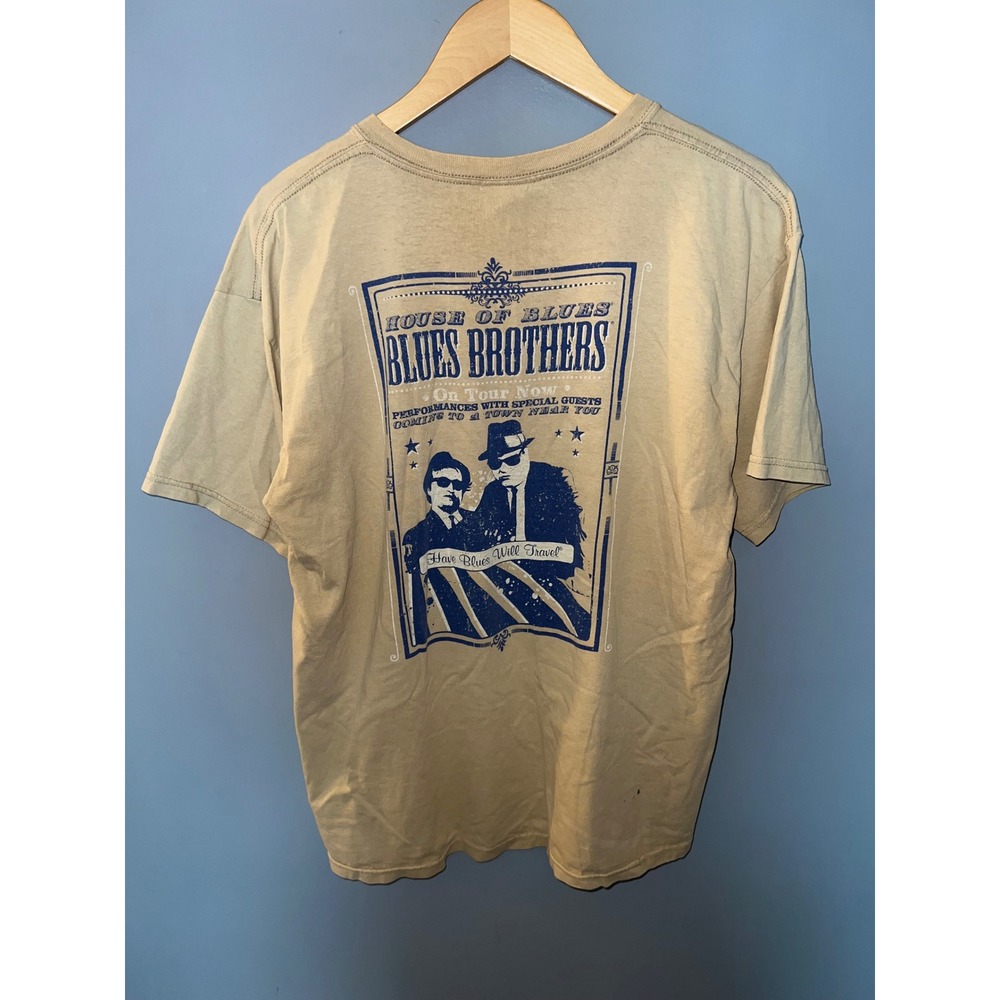 House of Blues Orlando Blues Brothers Graphic Tee Tan Large Mens Short Sleeve
